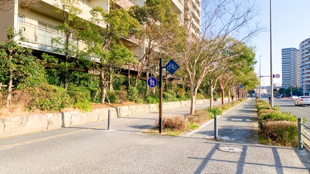 区画整理された歩道