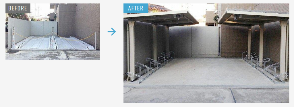 立体駐車場から駐輪場への改修