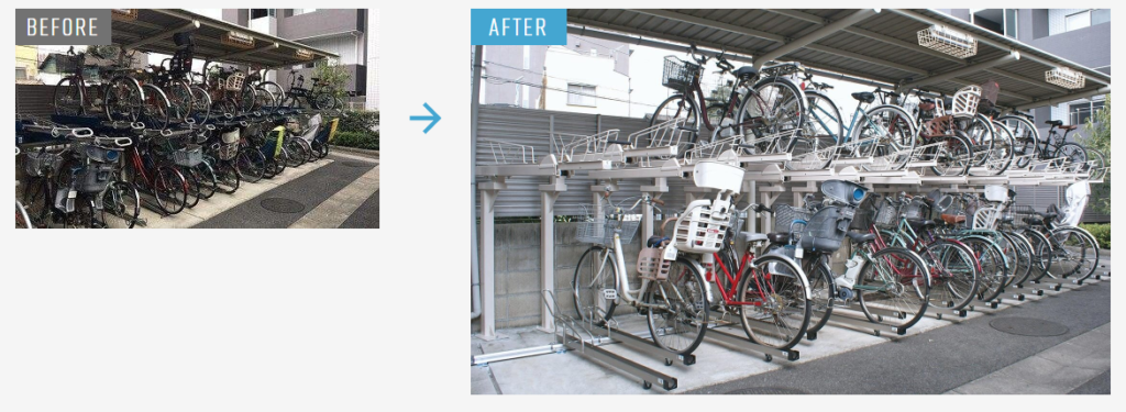 自転車ラックの老朽化を改修